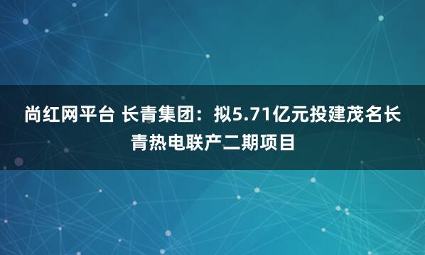 尚红网平台 长青集团：拟5.71亿元投建茂名长青热电联产二期项目