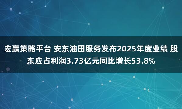 宏赢策略平台 安东油田服务发布2025年度业绩 股东应占利润3.73亿元同比增长53.8%